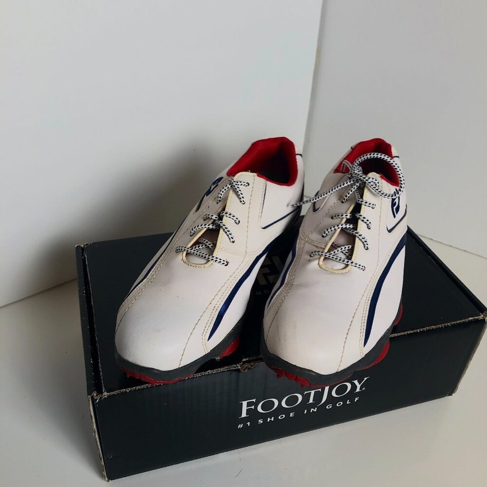 FOOTJOY SuperLites Golf Shoes Model 58009 Men's Size 9 White Blue Red with Box